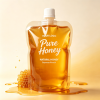 Pochette Doypack transparente brillante de qualité alimentaire avec bec verseur, logo personnalisé imprimé, pour miel, liquides, aliments pour bébés et lait