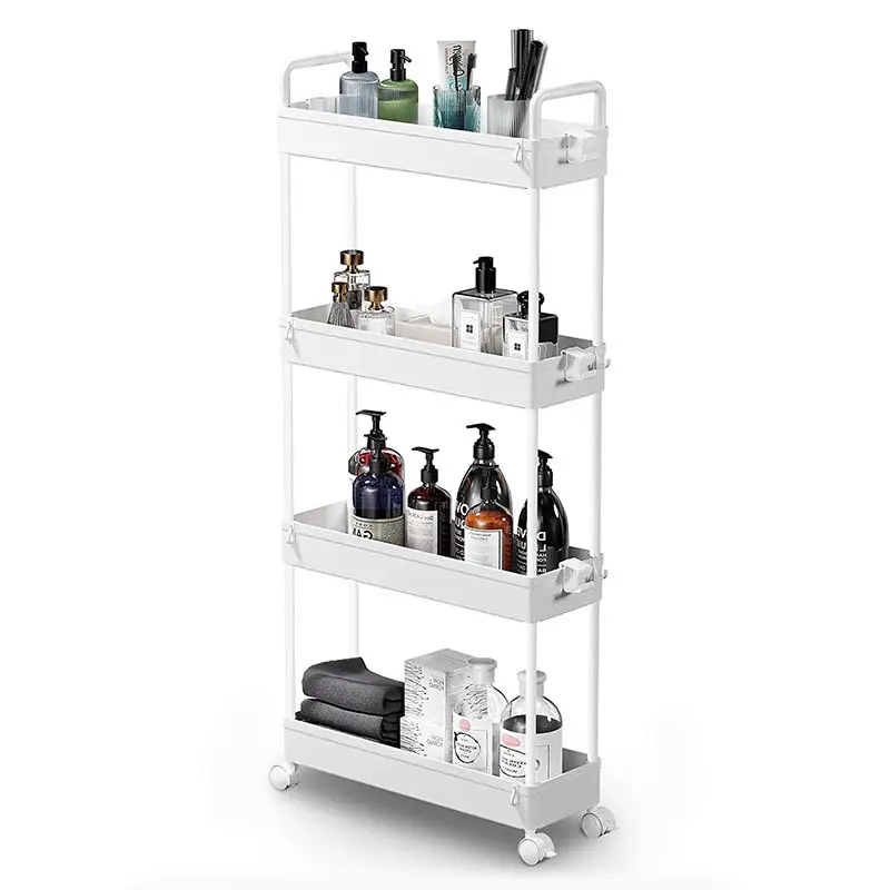 Layer home kitchen bagno slim slide out shelf frigorifero side storage rack in plastica white gap storage rack