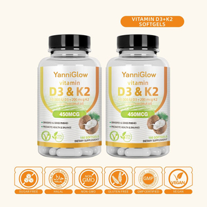 YanniGlow OEM ODM Cápsulas Blandas <span class=keywords><strong>de</strong></span> Vitamina D3+K2, 180 Unidades para Adultos, Apoyo a la Salud Inmunológica - Product Image 4