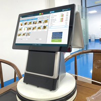 Terminal de point de vente tout-en-un à double écran tactile plat de 15,6 pouces, Windows 11, processeur Intel i5 intégré, imprimante thermique 80 mm intégrée