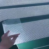 Film LED transparent adhésif pour écran intérieur, film LED flexible transparent, écran cristallin, affichage sur verre