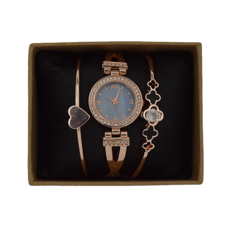 Relógio feminino delicado com pulseira e colar, relógio de quartzo para mulheres, conjunto de joias personalizado, bem-vindo, RM-Z214