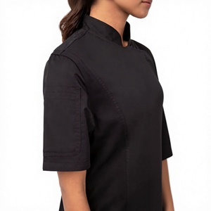 <span class=keywords><strong>Veste</strong></span> <span class=keywords><strong>de</strong></span> chef pour femme en coton et polyester tissé, à manches courtes avec fermeture éclair, pour restaurant, bar, uniforme <span class=keywords><strong>de</strong></span> <span class=keywords><strong>cuisine</strong></span> - Product Image 4