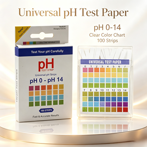 แผ่นทดสอบค่า pH 0-14 <span class=keywords><strong>แบบ</strong></span>ยูนิเวอร์แซล บรรจุขวดและกล่อง กระดาษวัดค่า pH สำหรับน้ำ ปัสสาวะ และสระว่ายน้ำ - Product Image 3