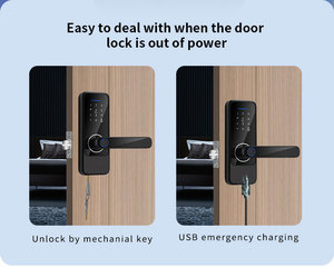 Qleung S810 Thông Minh Vân Tay Thẻ Key Door Khóa Kỹ Thuật Số Mật Khẩu Xử Lý Thiết Kế Mới Tuya Ứng Dụng Tương Thích <span class=keywords><strong>Wifi</strong></span> Cho Văn Phòng Khách Sạn - Product Image 3