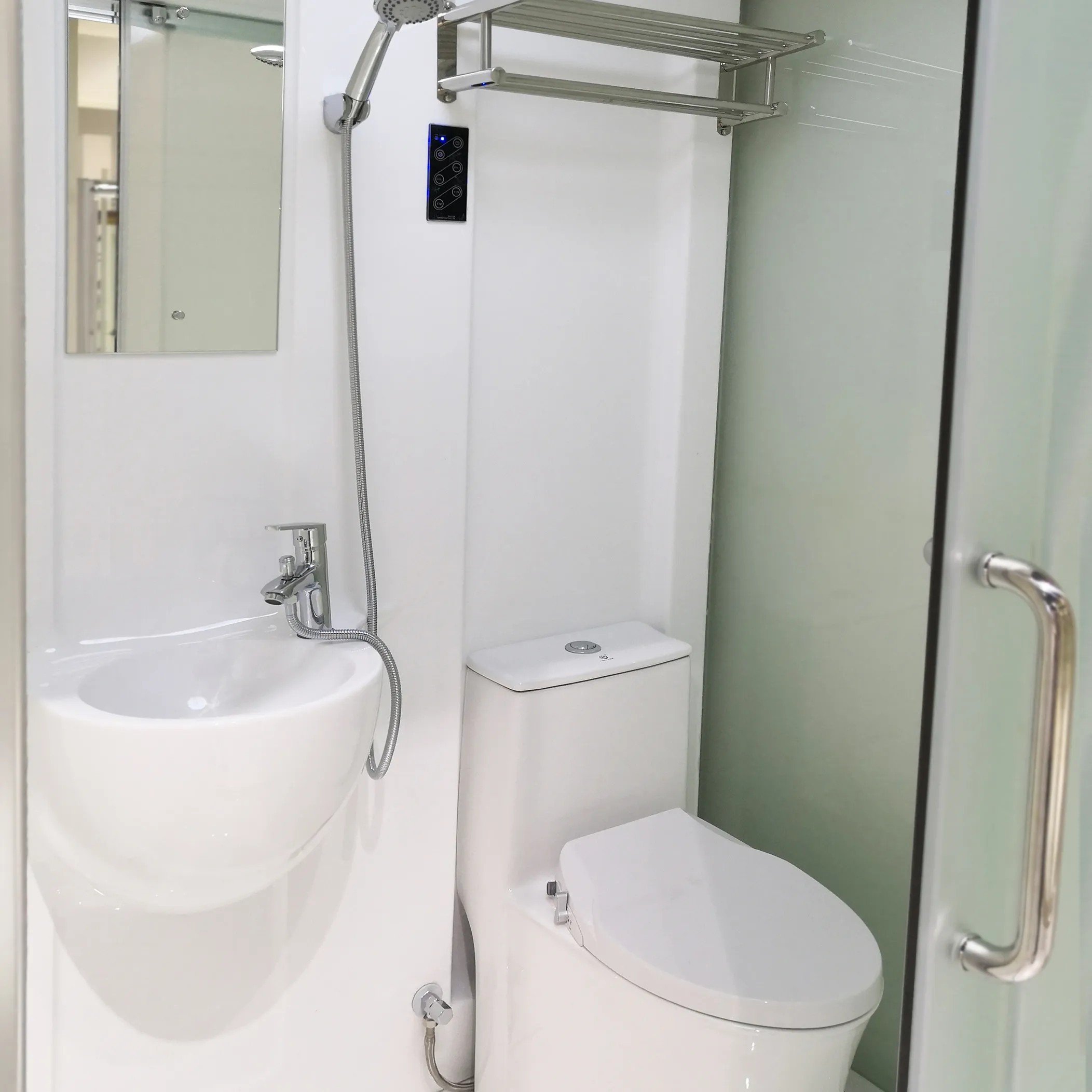 Cabina de ducha de baño de aleación de aluminio todo en uno, cabina de ducha de vidrio deslizante cerrada de fácil instalación