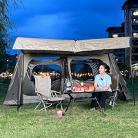 12 ㎡   Grande tente gonflable pour la famille, 2 chambres, 2 salons, en tissu Oxford 150D imperméable, avec auvent, pour le glamping