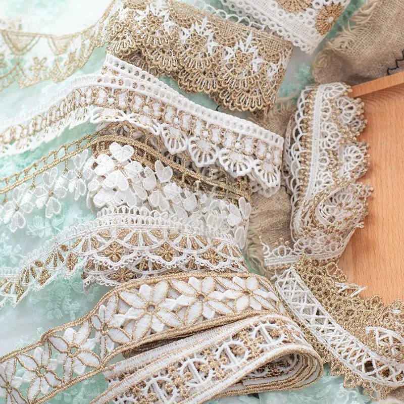 Gold Lace Trim Braid Lace DIY Garment Accessories Embroidery Fabric Lace Trims