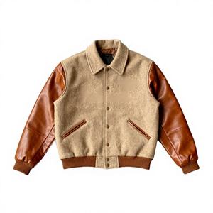 Uniforme de baseball américain personnalisable pour hommes, veste varsity doublée en polaire pour l'hiver avec fermeture éclair brodée, bouton et logo imprimé - Product Image 3