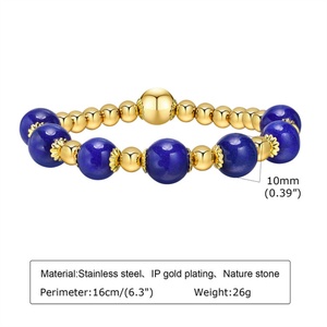 Custom Gold Plated Pearl Stainless Steel Beaded Cuff Bangles Natural Stone Women's Jewelry Casual/Sporty & Fashionable - Product Image 4