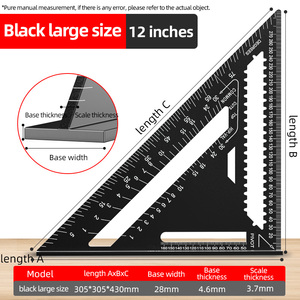 Règle <span class=keywords><strong>triangulaire</strong></span> de mesure en alliage d'aluminium pour charpentier, 7/12 pouces - Product Image 2