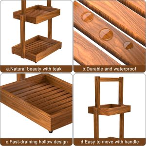 Tếch 3-Tier đa chức năng vòi hoa sen Caddy chống trượt cơ sở thiết kế chống gỉ-Bền phòng tắm lưu trữ giá cho Khăn nhà vệ sinh chủ - Product Image 6