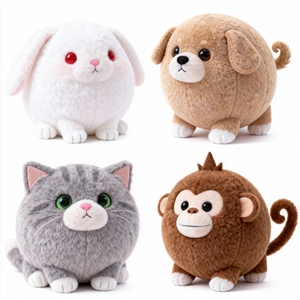 Jouets en peluche ronds personnalisés pour chats, singes, lapins - Jouets en peluche d'animaux dodus personnalisés - Product Image 4