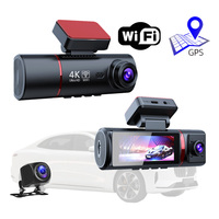 Caméra embarquée 3 caméras 4K double objectif IPS WiFi GPS contrôle par application vision nocturne infrarouge HD enregistrement en boucle caméra arrière ROHS