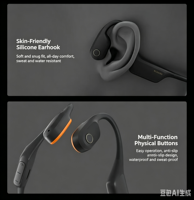 Headphone Konduksi Tulang MIJIA, Headphone Telinga Terbuka, Earbud Nirkabel, Ringan dan Nyaman, Headphone Lari Tahan Air IPX5