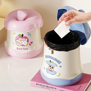 Cute Apple Shape Desktop Trash Can With Lid Mini Waste Bin For <b>Office</b> Dormitory Use - Product Image 2