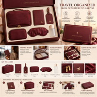Kit d'organisation de voyage d'affaires personnalisé avec logo, comprenant un porte-passeport cubique, une étiquette de bagage, une pochette pour câbles, un masque de sommeil et une bouteille – Fournisseur d'entreprise