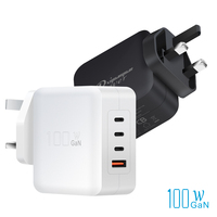 Chargeur rapide GaN mural multiport 4 ports 4 sorties 3C1A Type C USB A PD QC3.0 PPS 100W pour iPhone Honor Infinix OnePlus