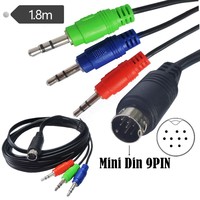 Adaptador de Audio DIN de 9 Pines a 3x 3.5mm, 1.8M, con Cubierta de PVC, para HDTV y Fuentes de Sonido Modernas