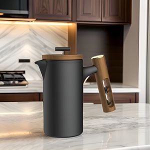 DHPO Hot-Selling Antique Céramique <span class=keywords><strong>Presse</strong></span> Française Cafetière avec Couvercle En Acier Inoxydable Original Manche En Bois pour Cadeau - Product Image 2