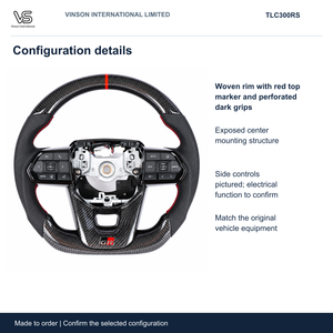 Volant en fibre de carbone pour Toyota Land Cruiser Open Center Configuration sélectionnée TLC300RS - Product Image 2