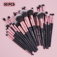 Harga pabrik Set kuas riasan Vegan profesional serat sintetik kualitas tinggi lembut grosir 30 buah Set kuas rias