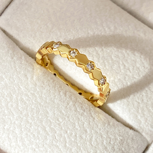Anillos de Eternidad, Joyería Chapada en Oro de 18K, Engaste Pavé, Piedra Redonda ZC, Estilo Clásico, Unisex, para Boda - Product Image 3