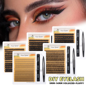 Kit de extensión de pestañas DIY para el hogar, racimos de pestañas con adhesivo sellador, pestañas segmentadas en racimo, pestañas postizas con efecto wispy, racimos de pestañas con pinzas - Product Image 2