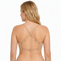 Sujetador de malla con cuello en V para mujer, de seda helada, sin aros, con tirantes ajustables, ligero, copa 3/4, sin costuras, con espalda cruzada, venta al por mayor