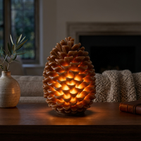 Bougie LED sans flamme en cire de paraffine sculptée en forme de pomme de pin - Décoration écologique pour la maison - Ornement de Noël