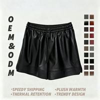 Shorts en cuir noir pour femme, style décontracté et urbain, imperméables, taille mi-haute, avec fermeture élastique à boutons, vente directe usine