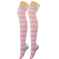 Chaussettes longues en polyester et élasthanne à rayures arc-en-ciel, hauteur cuisse, pour la danse et le cosplay, nouvelle collection 2025