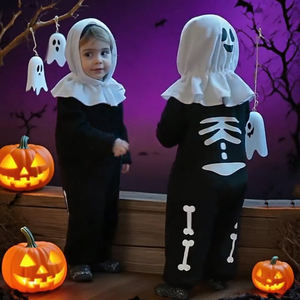 Teschi con stampa tutine per vestiti per bambini tutina in cotone tutina per neonato tuta da neonato abbigliamento nero per bambine - Product Image 1