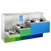 Machine publique extérieure d'eau potable à double bassin Plate-forme carrée en acier inoxydable pour la fabrication de tôle de terrain de jeu scolaire