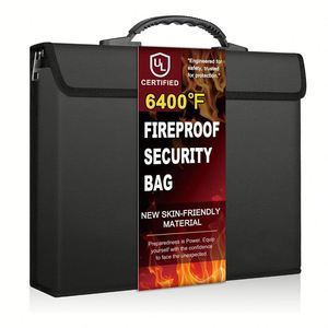 Bolsa Portátil Ignífuga de Gel de Sílice para Documentos y Dinero con 2 Bolsillos, Material Mejorado, Tapa, Almacenamiento Seguro contra Incendios para Viajes y Hogar, 0.54 kg - Product Image 1