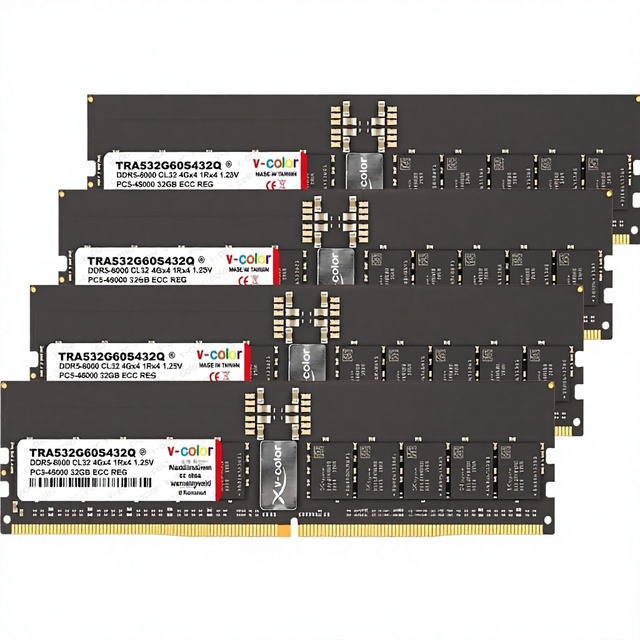 V-Color DDR5 128GB (32GBx4) 6000MHz CL32 4Gx4 1Rx4 OC R-DIMM (Overclocking ECC Registered DIMM) 1.25V Server (AMD)