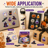 Autocollants holographiques personnalisés pour Halloween, découpés, imperméables, motifs fantômes mignons, chats noirs, citrouilles Jack O' Lantern, sorcières, pour ordinateur portable, bouteille d'eau, fête