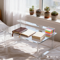 Bureau d'ordinateur multifonctionnel en acrylique transparent de style nordique, table de maquillage créative à niveaux pour la maison et le bureau
