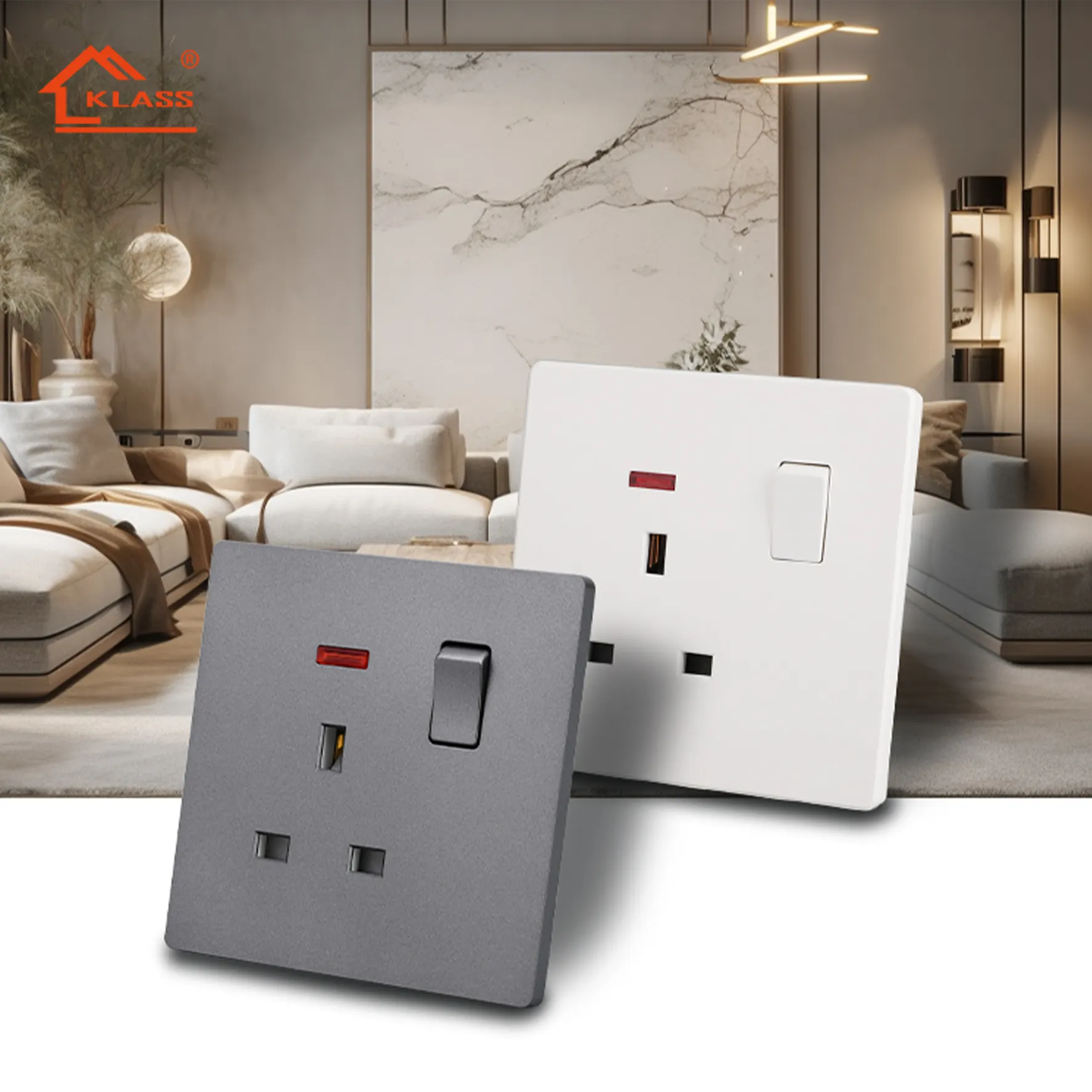 KLASS-Interruptores eléctricos de pared para el hogar, enchufes e interruptores de enchufe para el Reino Unido, BS SQM