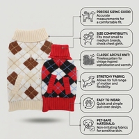 Pull pour chien à carreaux rouge et noir, pull chaud à col roulé pour chiens de petite et moyenne taille, style preppy classique