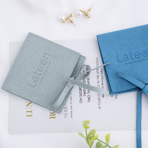 Custom Logo White Light Blue Velvet Sliding Drawer Jewelry Packaging <b>Gift</b> Box with Pouch for Ring Necklace Earrings Bracelet - Product Image 5