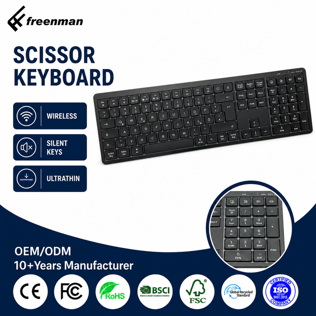 Ultrathin Sissor Keyboard Wireless 2.4G  BT Dual Mode  LED Backlit Silent Click Office Computer Keyboard