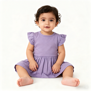 Hot Bán Bé Cô Gái Không Tay Trẻ Em Bodysuit Ăn Mặc Rắn Snap Nút Đóng Cửa Trẻ Sơ Sinh Cô Gái Vai Ruffle Sơ Sinh Onesie Ăn Mặc - Product Image 1