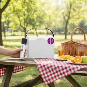 เครื่องคาราโอเกะไร้สายพกพา V5.3 A925 สำหรับงานปาร์ตี้ที่บ้าน ขายส่ง รับผลิตแบบ OEM ODM พร้อมไมโครโฟนคู่ ไฟ LED กระพริบ - Product Image 1