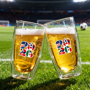 Nouvelle conception mondiale 2026 – Chopes à bière en verre à double paroi pour les fans de football – Coupes de match de soccer pour les supporters – Articles de boisson pour clients - Product Image 5