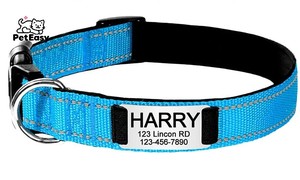 Collar de nailon para mascotas con placa de identificación grabada de alta calidad ajustable antipérdida colorida - Product Image 4