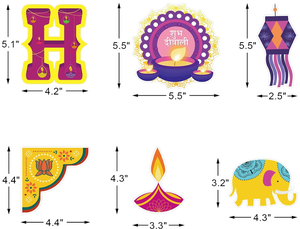 Festival der Lichter Hindu-Thema Happy Diwali Party Farbe bedrucktes Papier Schneiden Banner Flaggen DIY Kinder Ausschnitte Requisiten Girlande Dekor - Product Image 3