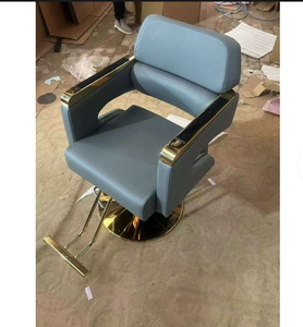 Fauteuil de salon de coiffure moderne en cuir argenté, pivotant et inclinable, réglable en gros, pour salon de coiffure - Product Image 1