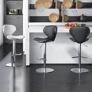 Taburete de Bar de Pu barato ajustable de alta calidad, silla de Bar de cuero negro ajustable para cocina <span class=keywords><strong>con</strong></span> <span class=keywords><strong>respaldo</strong></span> - Product Image 1