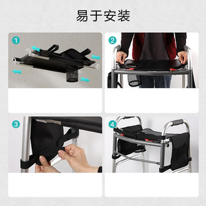 DuraPower <b>Walker</b> <b>Tray</b> Folding Portable Black 41x29x31cm With Storage Pockets For Seniors Outdoor Use - Product Image 3